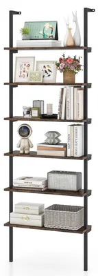 Produktbild von Leiterregal mit 6 Ebenen Metallrahmen Braun 61 x 30 x 183 cm