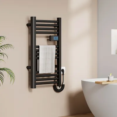 Immagine prodotto di EMKE Scaldasalviette elettrico 750x400 mm, 180W nero con timer touch e programma settimanale, termoarredo bagno