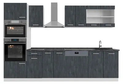 Produktbild von Küchenzeile Vicco R-Line Schwarz Beton 300 cm AP Anthrazit, Model 47397