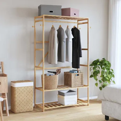 Zdjęcie produktu dla vidaXL Wieszak na ubrania z półkami 110x40x175 cm bambusowy