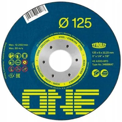 Immagine prodotto di Disco Tyrolit ONE 125x6,0x22,23mm, A30Q-BFO, 2in1, acciaio/inox, convesso - set da 10 pezzi