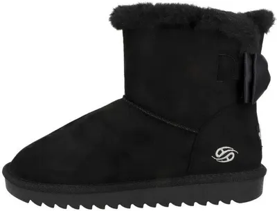 A single black winter boot is shown against a white background.