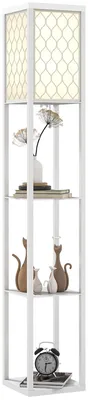 Produktbild von HOMCOM Stehlampe Wohnzimmer Dimmbar Stehleuchte mit Regal, E27 Fassung