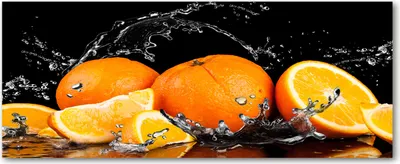 Produktbild von Tulup® Glas-Bild Wandbild aus Glas - 125x50 - Wandkunst - Wandbild hinter gehärtetem Sicherheitsglas - Dekorative Wand für Küche & Wohnzimmer  - Essen & Getränke - Orangen Wasser - Orange