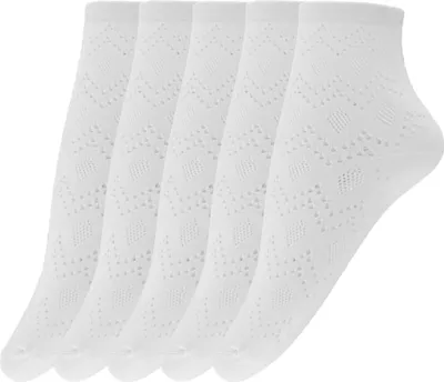 Produktbild von Giulia 5 Paar atmungsaktive Socken Damen Halbsocken Söckchen Kurzsocken Mädchen Frauen 36-38 White