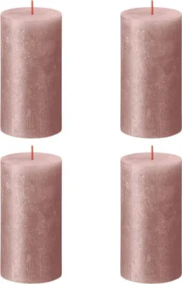 Produktbild von Bolsius Rustikale Stumpenkerzen Shimmer 4 Stk. 130x68 mm Rosa