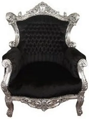 Produktbild von Casa Padrino Barock Sessel Al Capone Schwarz / Silber