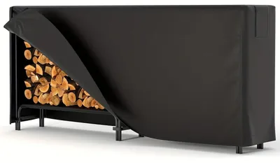 Produktbild von Holzlagergestell - Holztransportwagen - Kaminholztransportwagen - Holztransportwagen - Holzlagerung - Metall - Wasserdichte Oxford-Abdeckung