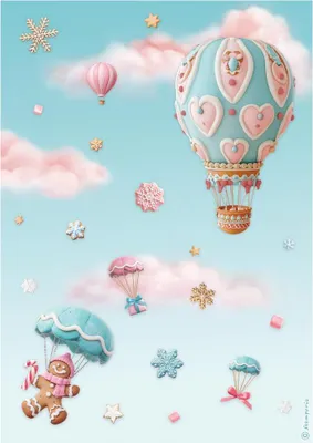 Immagine prodotto di Carta di riso per decoupage A4 - Candy Christmas - Palloncini - Stamperia