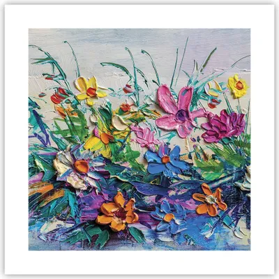 Produktbild von Poster - Poster ohne Rahmen - Blumen die Farben pastos - 40x40 cm - Wand Bild - Wanddeko - Wandbilder - Kunstposter - Wandposter - Bilder - Kunstdruck - Wanddekoration - Wandbild - P2XAC40x40-4521