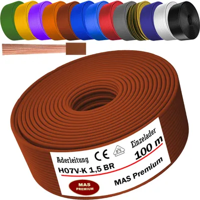 Produktbild von 100m Aderleitung H07 V-K BR 1x1,5 mm² Braun Einzelader flexibel