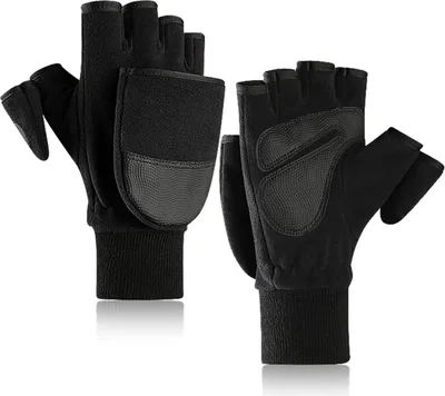 Produktbild von Polarvlies Halb Finger Winter Handschuhe F?ustlinge fš¹r Damen&Herren,Winddichte thermische Anti-Rutsch Fingerlose Handschuhe,zum Radfahren Wandern Laufen Fotografie Arbeiten bei kaltem Wetter