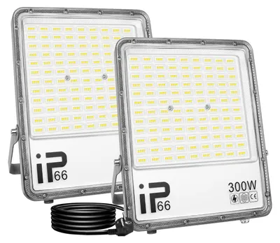Productafbeelding van 2 Stuks 300W Led-schijnwerper Buiten, 30000LM, Waterdicht Outdoor Flood Light