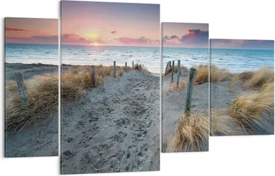 Produktbild von Bild auf Leinwand - Leinwandbild - 4 Teile - Strand Sand Spaziergang - 120x70cm - Wand Bild - Wanddeko - Wandbilder - Leinwanddruck - Bilder - Wanddekoration - Leinwand bilder - DL120x70-4924