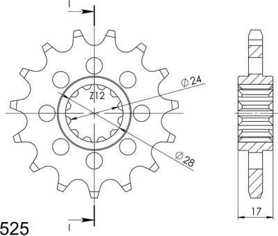 Produktbild von Ritzel Supersprox 525 - 15Z CST-1371:15|feinverzahnt 24,0/28,0