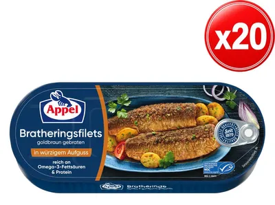 Immagine prodotto di Appel filetti di aringa fritti in infusione piccante 325g confezione da 20