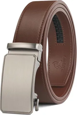 Productafbeelding van Heren leren ratelriem 35 mm met schuifgesp in geschenkverpakking