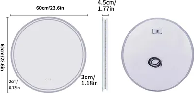 Immagine prodotto di Specchio da bagno rotondo - Specchio a parete con LED - Diametro 60 cm, con illuminazione dimmerabile - Sensore touch - Antiappannamento - Grado di protezione IP44 - 3 tonalità di luce