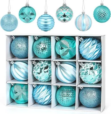 Image de Lot de 12 boules de Noël bleues