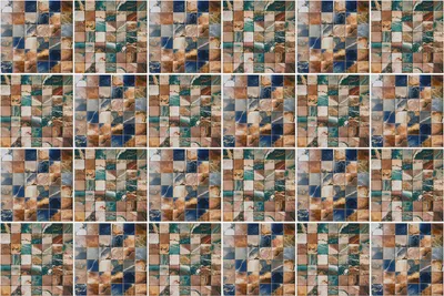 Produktbild von Fliesenaufkleber 15x15 cm – 24 Stück – Selbstklebend – Wasserfest – Pflegeleicht – Hitzebeständig – Für Küche & Bad – Mosaik mit geometrischen Quadraten