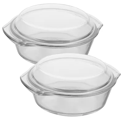 2er-Set runde Glas-Auflaufform 15 cm 700 ml mit Deckel