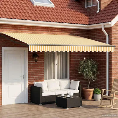 Image de vidaXL Store rétractable jaune et blanc 4 x 2 m