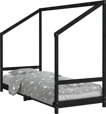 Productafbeelding van vidaXL Kinderbed, zwart, 80x200 cm, massief grenenhout