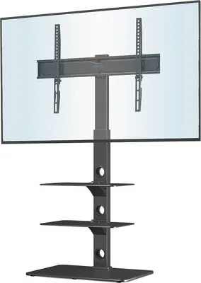 Image de Socle AV modulable pour écrans de 30 à 70 pouces, avec structure à trois plateaux et système de rangement des câbles