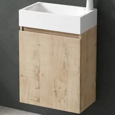 Produktbild von Mai & Mai Badmöbelset Badezimmermöbel bestehend aus Waschbecken und Waschbeckenunterschrank in Eiche Greige, BTH: 46x26x63cm Pisa02