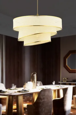 Produktbild von Opviq, Couper Hazeran - White, Gold, Kronleuchter, Weiß, Metallkörper, 40 x 40 x 72 cm