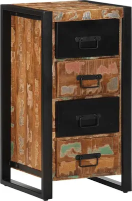 Image de Armoire à tiroir multicolore 40x40x75 cm bois de récupération