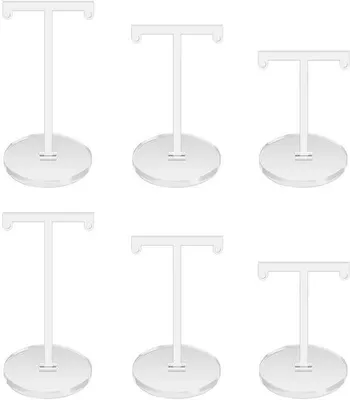 Image de Présentoir à boucles d'oreilles en acrylique, présentoir standard, présentoir à boucles d'oreilles, présentoir pour boucles d'oreilles, tige en T pour filles et femmes (aspect verre, 6 pièces)