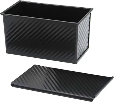Produktbild von Kohlenstoffstahl Toastbackform mit Deckel Antihaftbeschichtet 450g Wellenförmige Brotbackform für Hause und Professionelle Bäcker