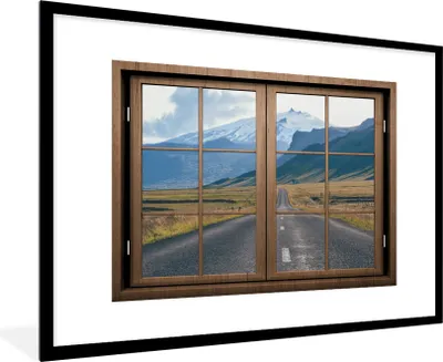 Produktbild von MuchoWow® MuchoWow® Gerahmtes Poster Aussicht - Berg - Straße 90x60 cm - Poster mit zchwarzem Bilderrahmen - Wanddekoration - Fotos
