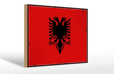 Produktbild von Holzschild Flagge Albanien 30x20cm Retro Flag Albania