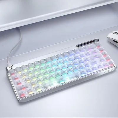 Produktbild von FlydigiFS68 Hall-Effekt Gaming-Tastatur, 68 Tasten, Magnetschalter, 8000 Hz Abtastrate, 0,01 mm Präzision, ARGB, niedrige Latenz, Aluminium, Silber