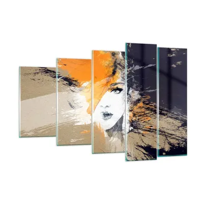 Produktbild von Bilder auf glas - Abstraktion Frau - 150x100cm - Glasbilder - Wandbilder - Kunstdruck - zum Aufhängen bereit - Wanddekoration aus Glas - Glas Bilder - Wandbild auf Glas - 5 Teile - GEG150x100-3656
