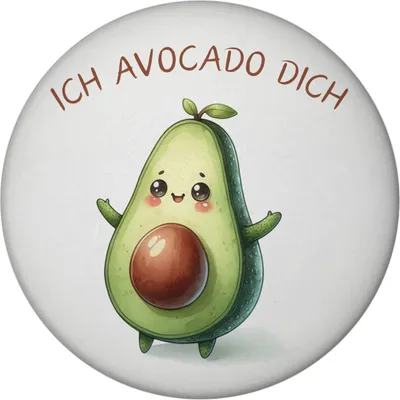 Produktbild von Avocado Magnet rund mit Spruch Ich Avocado dich
