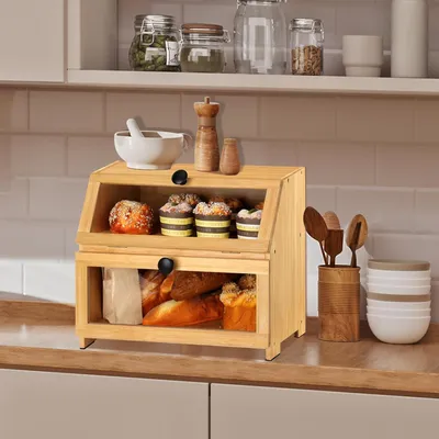 Obrázok produktu pre Chlebník 2-vrstvový, drevo, aromatesné veko, do kuchyne