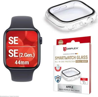 Obrázek produktu pro Displex 02138, Ochranná fólie, Chytré hodinky, Průhledná, Apple, Apple Watch SE3/SE2/SE (44mm), Polykarbonát (PC), Temperované sklo