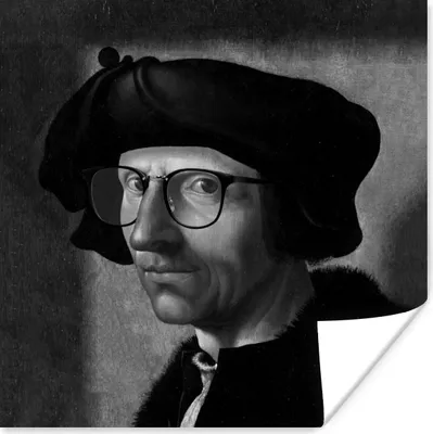 Produktbild von MuchoWow® Poster Jacob Cornelisz van Oostsanen - Brille - Schwarz und weiß 30x30 cm - Wandposter - Printing
