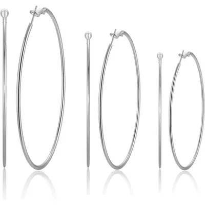 Produktbild von Creolen 925 Sterling Silber 1,8mm Dicke 40/50/60mm 3er Set Hypoallergen für Damen