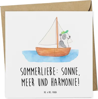 Produktbild von Mr. & Mrs. Panda Klappkarte Sommerliebe - Weiß - Geschenk, Sommerferien, Wetter während des Jahres, Summer Feelings, Vibes, anlasskarte, Handgefertigte Produkte, Strand