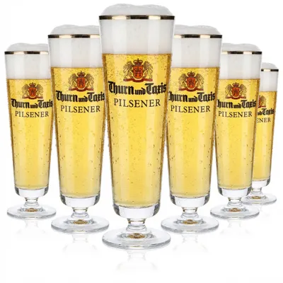 Produktbild von 6x Thurn & Taxis Bier Glas Pokalglas Biergläser 0,4l Pokal Tulpe Goldrand