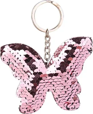 Produktbild von Funkelnde Pailletten Schmetterling Anhänger Schlüsselanhänger Auto Schlüsselanhänger Halter hängende Dekoration-Rosa