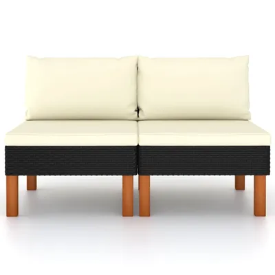 Image de vidaXL Canapé central 2 pcs. Poly rotin et bois massif d'eucalyptus