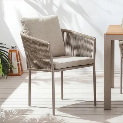 Produktbild von riess-ambiente Stapelbarer Gartenstuhl ROPE greige Aluminium Gartensessel inkl. Kissen In- und Outdoor Stuhl