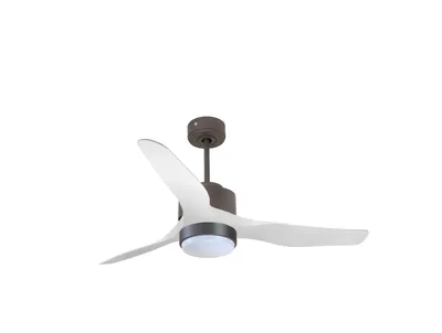 Produktbild von Deckenventilator DC braun mit weißen Flügeln für 35m2 und Licht