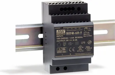 Obrázok produktu pre Spínaný napájací zdroj MEAN WELL na DIN lištu HDR-60-15, 15 V-/4 A