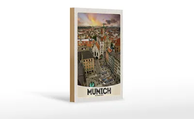 Produktbild von Holzschild Reise 12x18 cm Ausblick auf München Deutschland